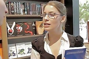 Library Gal In Glasses Zena Little Is Ready To Ride Strong Boner Cock
